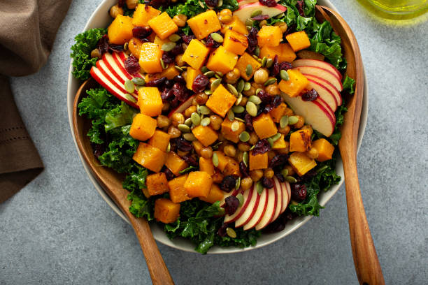 istock Winter or fall salad with kale and butternut squash 1326004544