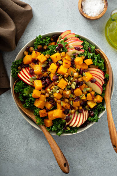 istock Winter or fall salad with kale and butternut squash 1326004545