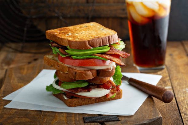 istock Avocado BLT sandwiches on wooden surface 1326004585