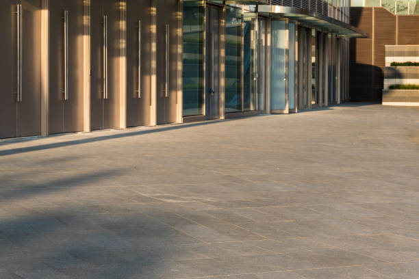 istock empty ground  in front  of modern building entrance. 1326004709
