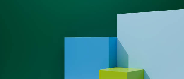 istock Creative mock-up scene with geometry shape podiums  and green background, 3D render 1326010536