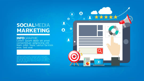 istock Social media marketing template concept with emoji, webpage, search icons, chat and chart with smartphone 1326015446