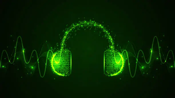Vector illustration of Headphone and sound wave music equalizer background