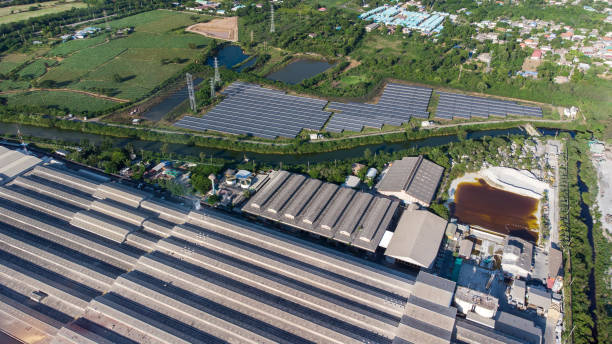 istock Factory roof from aerial bird eyes view 1326018449