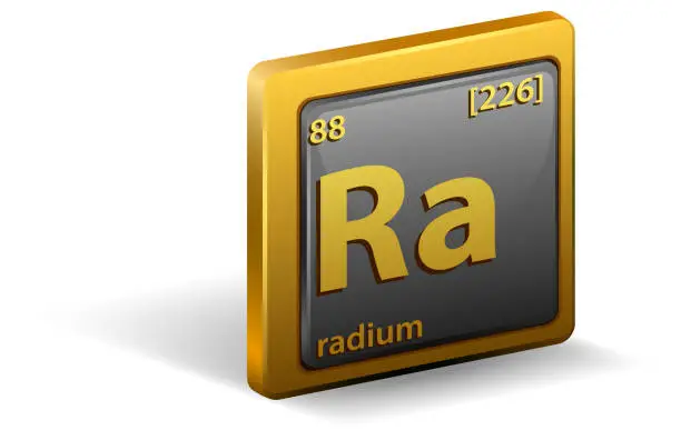 Vector illustration of Radium chemical element. Chemical symbol with atomic number and atomic mass.