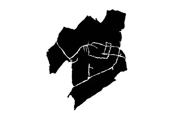 Vector illustration of Leiden city map silhouette in the netherlands