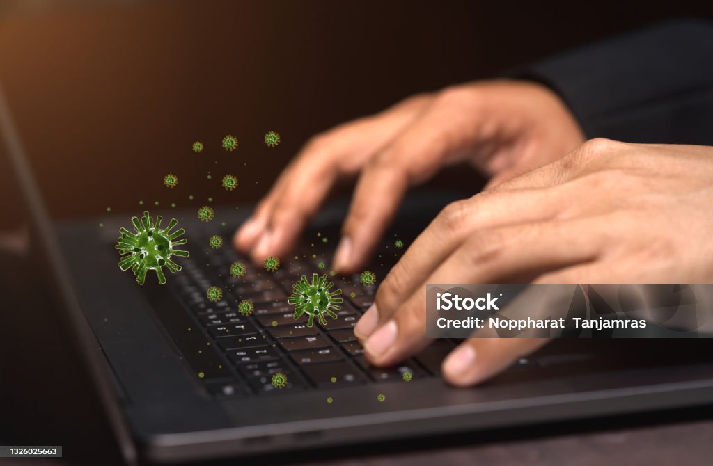 Computer Hygiene Germs Businessman Hand Typing Keyboard Operating Computer There Are Germs ...