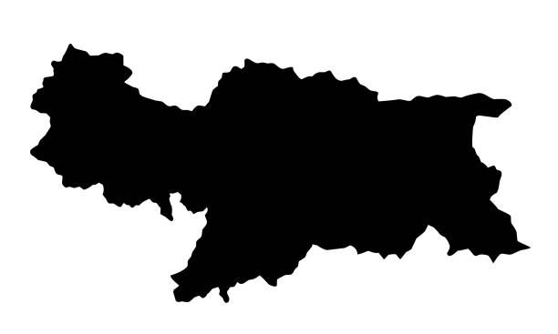 ilustrações de stock, clip art, desenhos animados e ícones de silhouette map of the city of bolzano in italy - topography map contour drawing outline