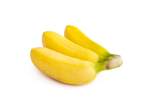 Baby bananas isolated on white background.