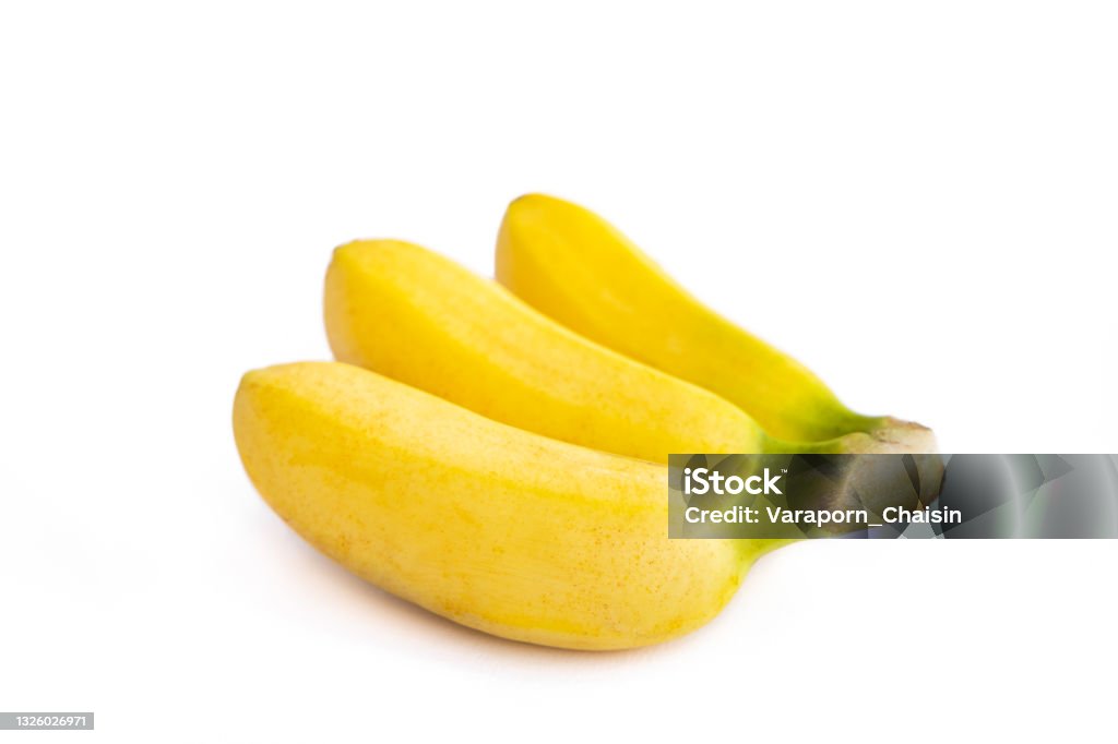 Baby bananas isolated on white background. Banana Stock Photo