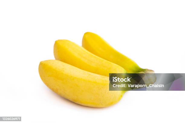 Baby Bananas Isolated On White Background Stock Photo - Download Image Now - Banana, Small, White Background