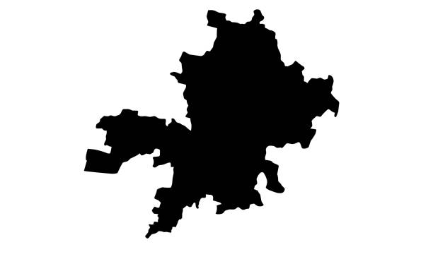 black silhouette map of Fort Wayne city in Indiana black silhouette map of Fort Wayne city in Indiana on white background evansville indiana stock illustrations