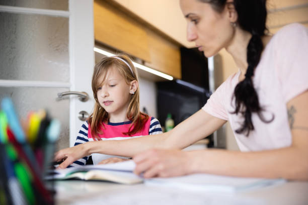 istock Elementary age girl studying with her mother at time of COVID-19 quarantine 1326033314