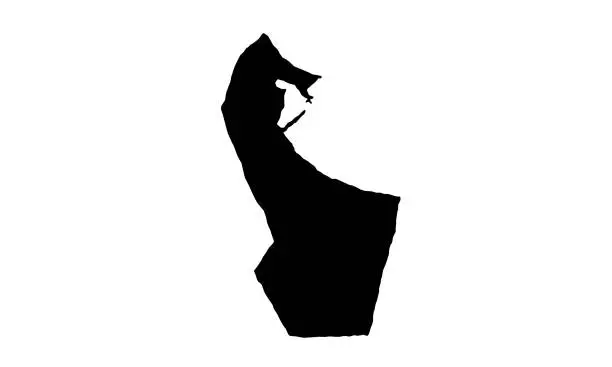 Vector illustration of black silhouette map of Saudqrkrokur City in Iceland