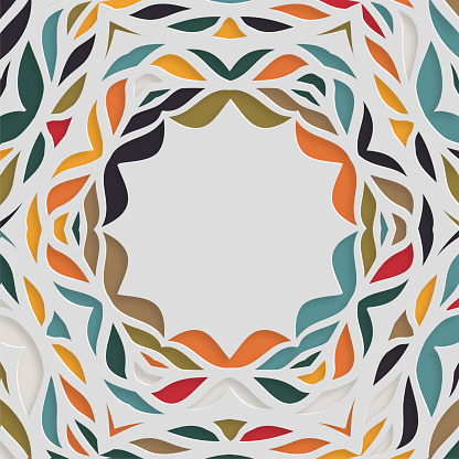 colors papercutting style floral leaf pattern background