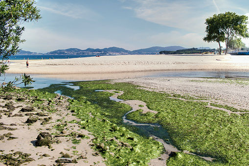 Mouth of the Lagares River at Samil Beach in Vigo, Spain