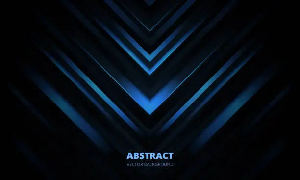 Vector illustration of 3D modern dark blue futuristic abstract geometric background.