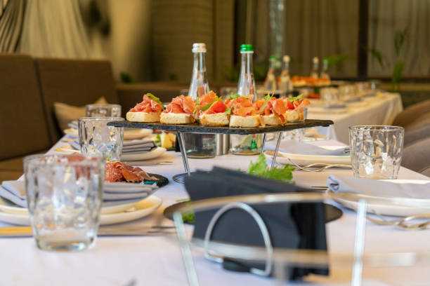 istock table in a restaurant with food and serving 1326046514