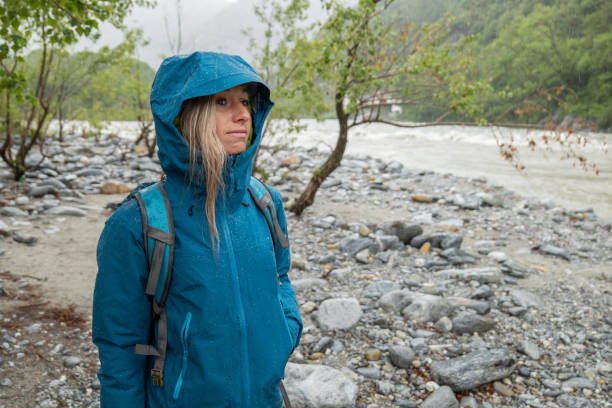 istock Hiker female under torrential rain 1326048564
