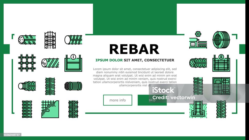 Basalt Header Rebar Construction Landing Header Vector Stock Illustration - Download ...