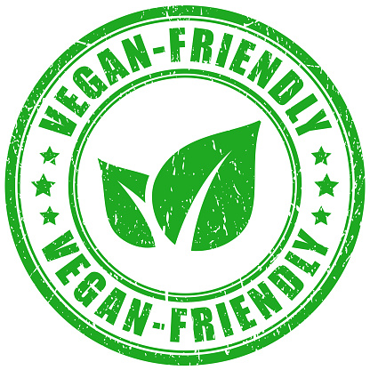 Vegan friendly product vector stamp on white background