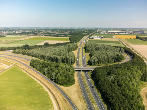 istock Highway junction aerial view during springtime 1326054350