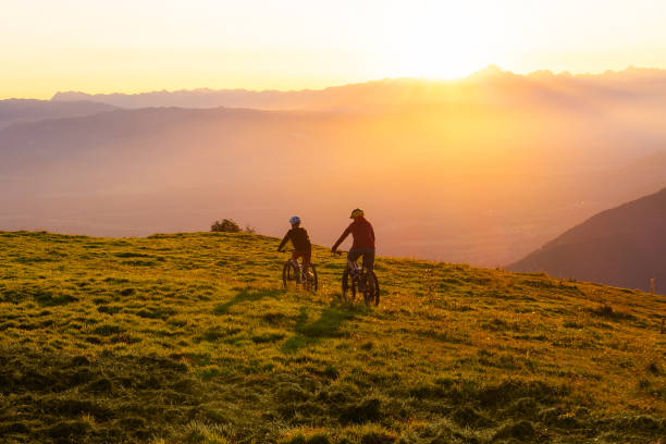 istock Cycling uphill with mountain bike 1326054562