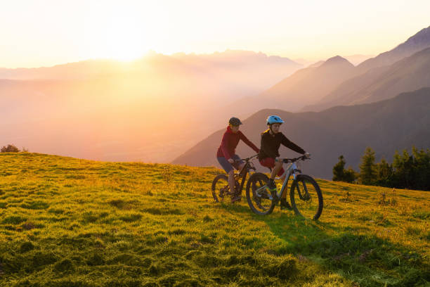 istock Cycling uphill with mountain bike 1326054604