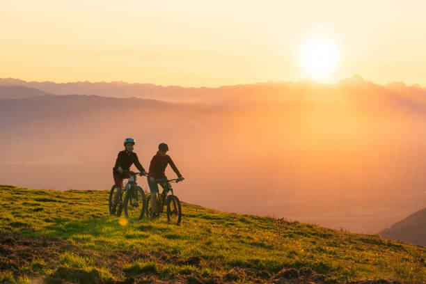istock Cycling uphill with mountain bike 1326054621