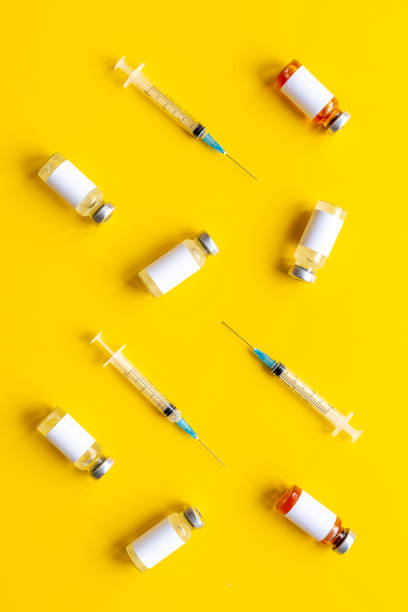 istock Medical vials with vaccine. Vaccination concept 1326054958