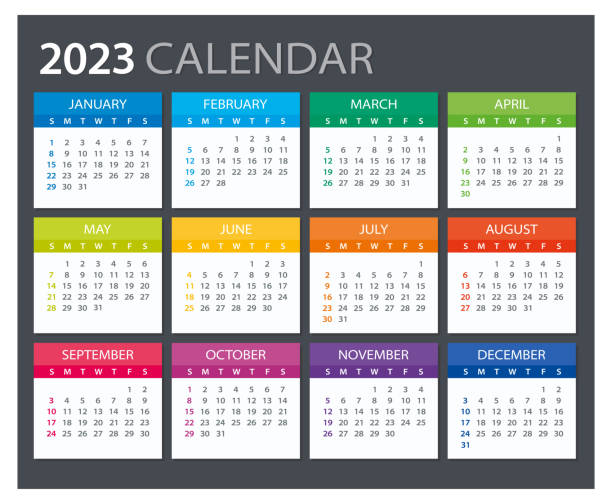 illustrazioni stock, clip art, cartoni animati e icone di tendenza di calendario 2023 - illustrazione. sagoma. prendi in giro - 2023