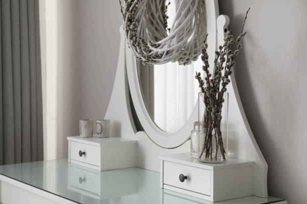 istock Elegant dressing table decorated with pussy willow branches indoors 1326062439