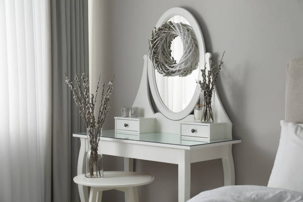 istock Elegant dressing table decorated with pussy willow branches indoors 1326062484