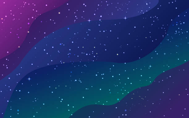 Cosmic blue green and purple background with shining stars Cosmic blue green and purple background with shining stars. Vector illustration nebula illustrations stock illustrations