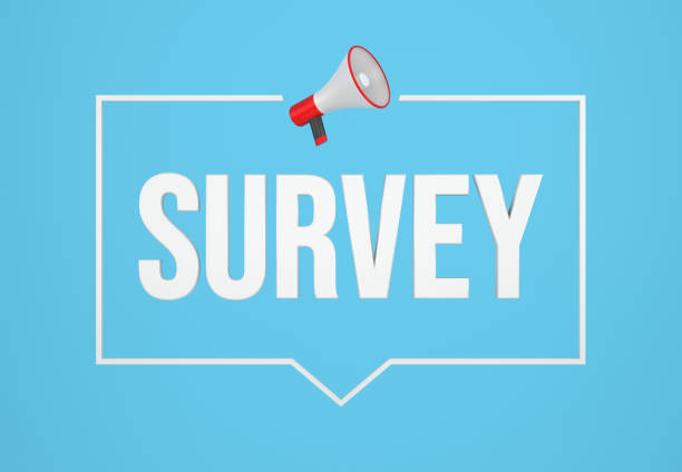 survey message and megaphone - questionnaire imagens e fotografias de stock