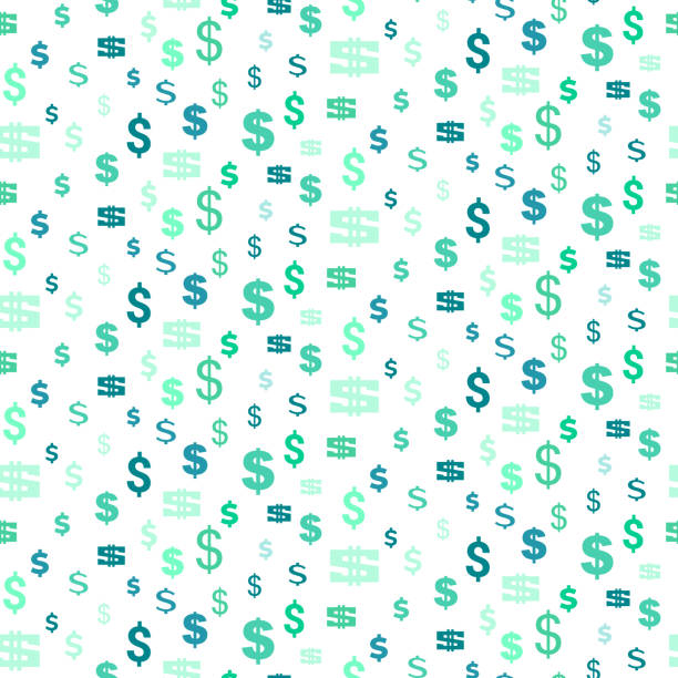 Dollar money currency symbol background Seamless pattern dollar symbols currency. Green vector background with signs of dollars. Dollar american cash. Trendy investment pattern. Can be used for ad, poster, banner of american money exchange dollar sign background stock illustrations