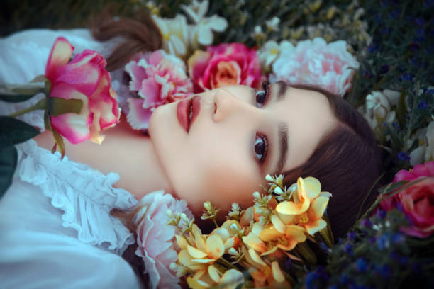 istock Woman lying in flowers 1326071371