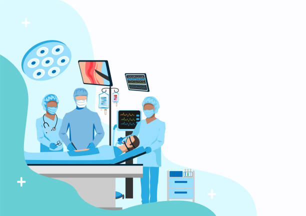 chirurgia na sali operacyjnej - surgery emergency room hospital operating room stock illustrations