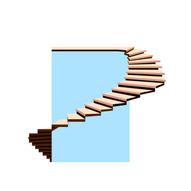 wendeltreppe gegen den himmel - spiral staircase circle steps staircase stock-grafiken, -clipart, -cartoons und -symbole