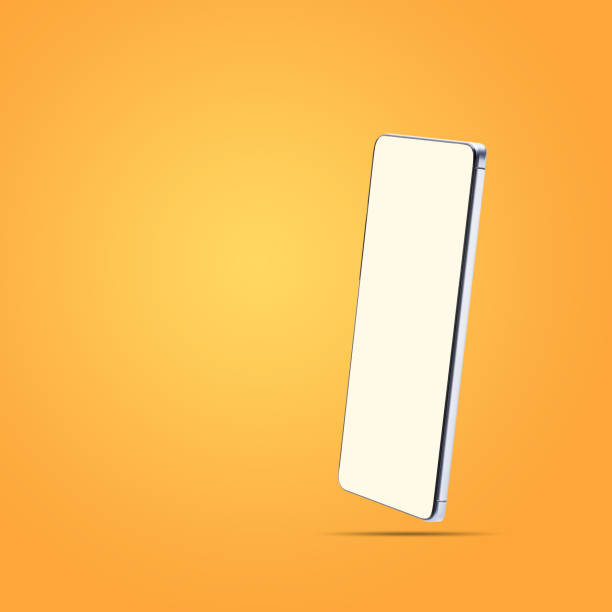 istock modern phone device mockup isolated with copy space. blank screen on smartphone over orange colored background 1326072040