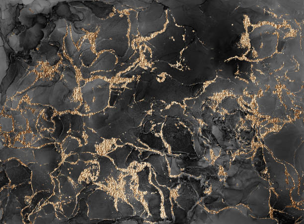 istock Gold Marbling Texture design for poster, brochure, invitation, cover book, catalog. Luxury abstract background alcohol ink technique black and gold. Fluid art painting. 1326079912