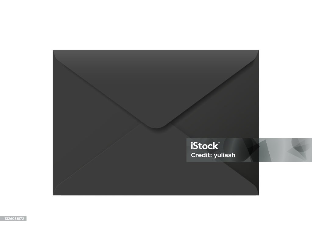 Black Envelope Mockup Vector 3d Realistic Template Closed Empty ...