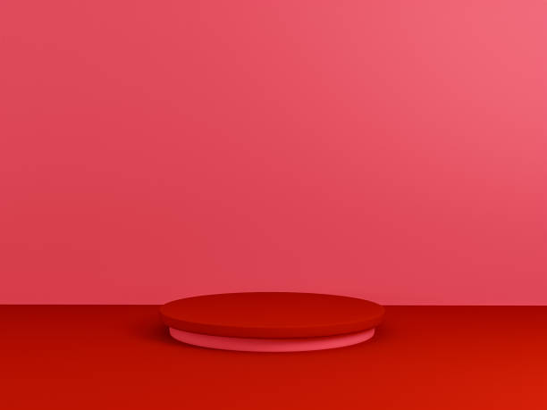istock Scene with red color podium for mock up presentation in minimalism style with copy space, 3d render abstract background design 1326084827