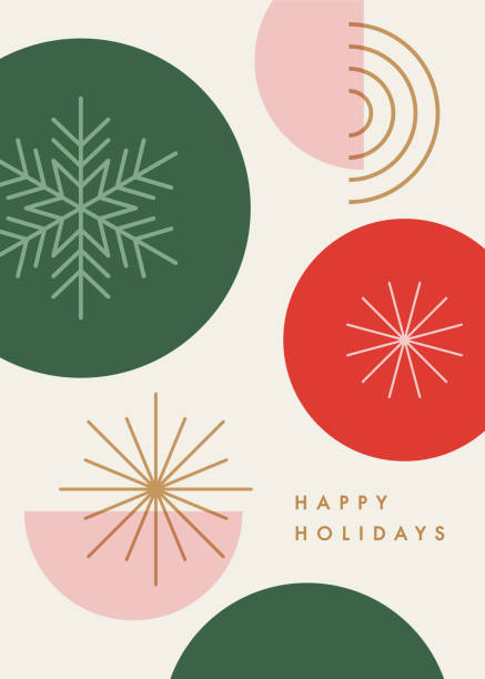 ilustraciones, imágenes clip art, dibujos animados e iconos de stock de tarjeta de felices fiestas con fondo geométrico moderno. - holiday