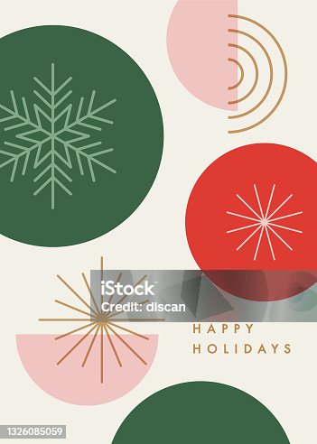 istock Happy holidays card with modern geometric background. 1326085059