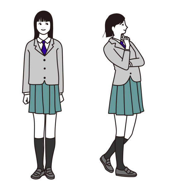 制服を着た女子高生のベクターイラスト - blazer点のイラスト素材／クリップアート素材／マンガ素材／アイコン素材