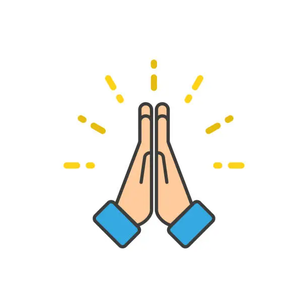 Vector illustration of Pray icon. Hands vector illustration in flat design