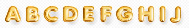 istock Gold inflatable toy balloon font letter from A to J 1326087903