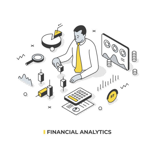 Financial Analytics Isometric Concept - ilustração de arte vetorial