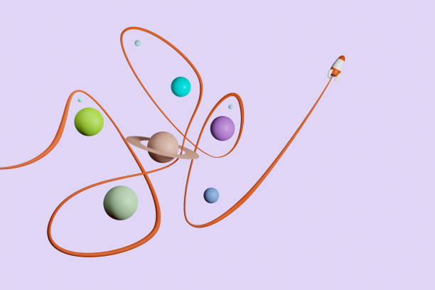 istock Cute cartoon rocket navigating through obstacles. Business plan and start up concept. 1326092525